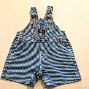 OSHKOSH denim and white pinstriped overall shorts